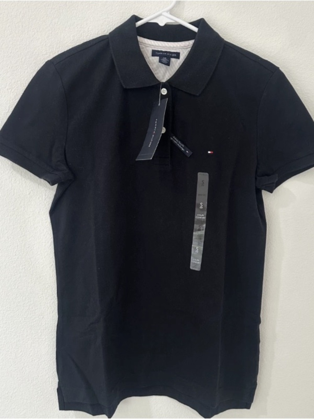 Tommy Hilfiger Men’s Black Polo with Signature Flag